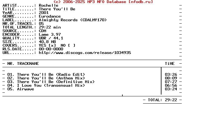 Rochelle-There_Youll_Be-(CDALMY170)-CDM-2001-DWM