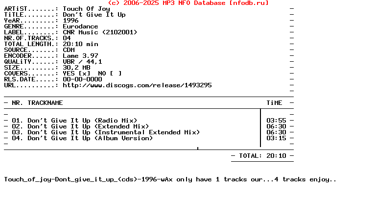 Touch_Of_Joy-Dont_Give_It_Up-(2102001)-CDM-READ_NFO-1996-DWM