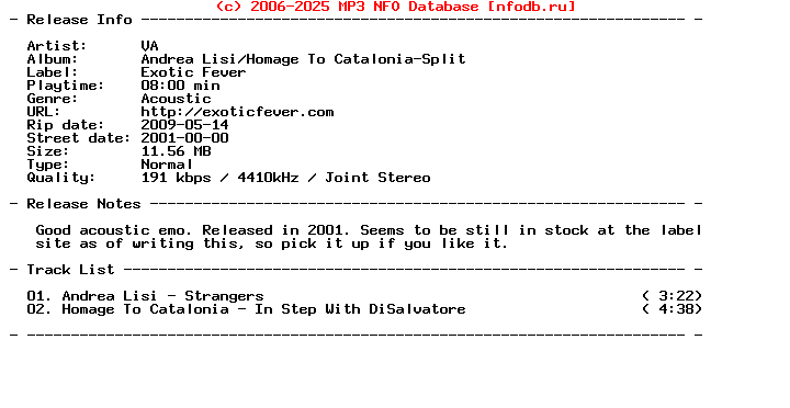 VA-Andrea_Lisi-Homage_To_Catalonia-Split-(7_INCH_VINYL)-2001