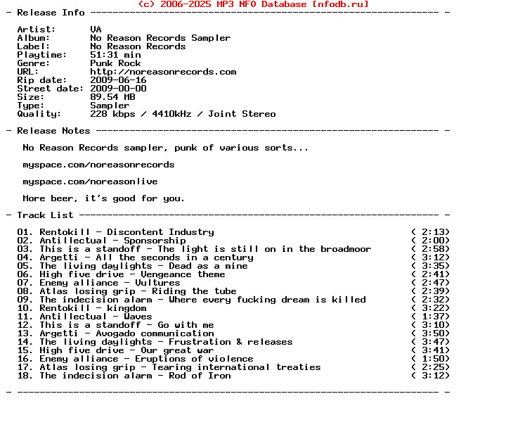 VA-No_Reason_Records_Sampler-2009