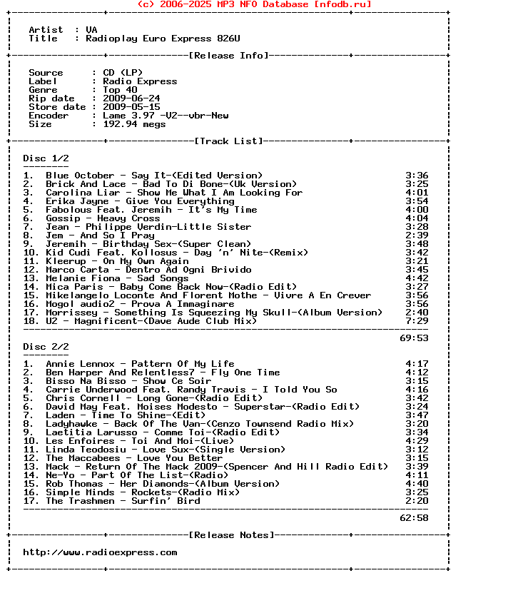 VA-Radioplay_Euro_Express_826U-2CD-2009-SC