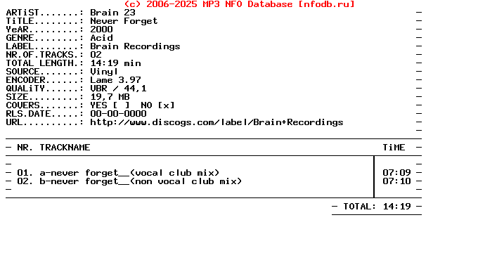 Brain_23-Never_Forget-(BRN0023-12)-Vinyl-2000-DWM_INT