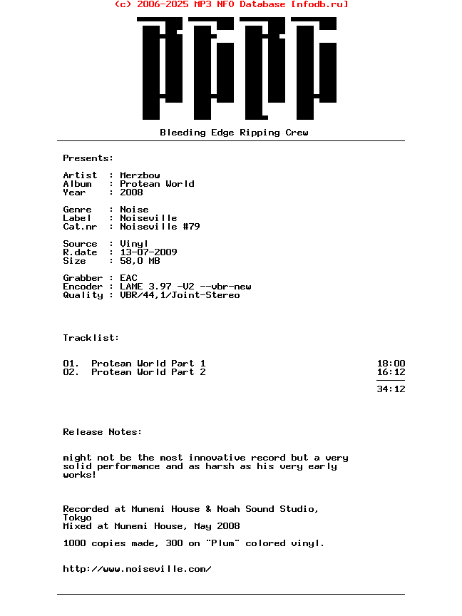 Merzbow-Protean_World-Lp-2008-BERC