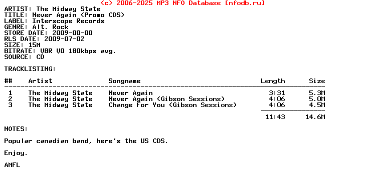 The_Midway_State-Never_Again-(PROMO_CDS)-2009-Amfl