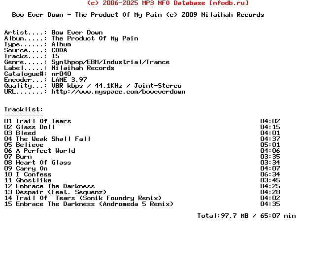 Bow_Ever_Down-The_Product_Of_My_Pain-2009