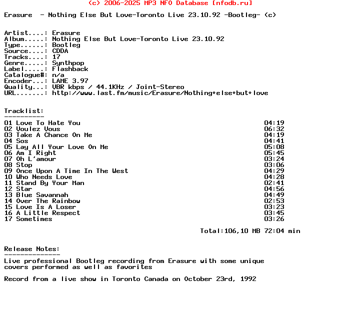 Erasure-Nothing_Else_But_Love-Toronto_Live_23.10.92-Bootleg-1992