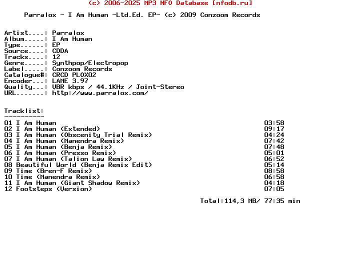 Parralox-I_Am_Human-Ltd.Ed._Ep-2009