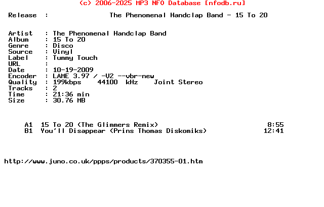 The_Phenomenal_Handclap_Band-15_To_20-(TUCH2019)-Vinyl-2009