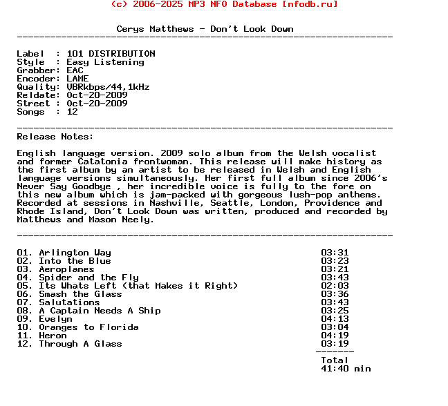 Cerys_Matthews--Dont_Look_Down-2009-UBE