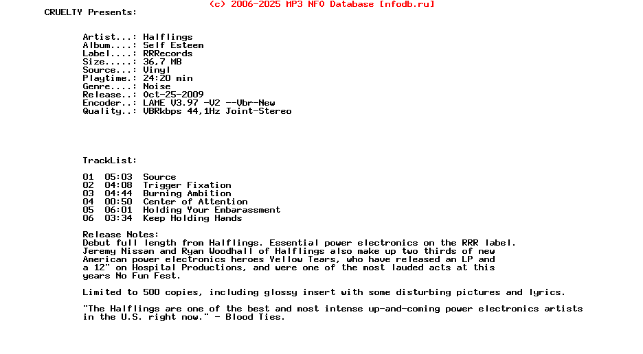 Halflings_-_Self_Esteem-Vinyl-2009-CRUELTY