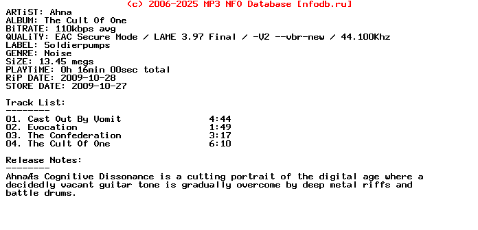 Ahna-The_Cult_Of_One-(EP)-2009