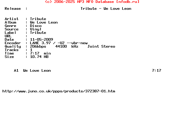 Tribute-We_Love_Leon-(TRIBUTE02)-Onesided_Vinyl-2009