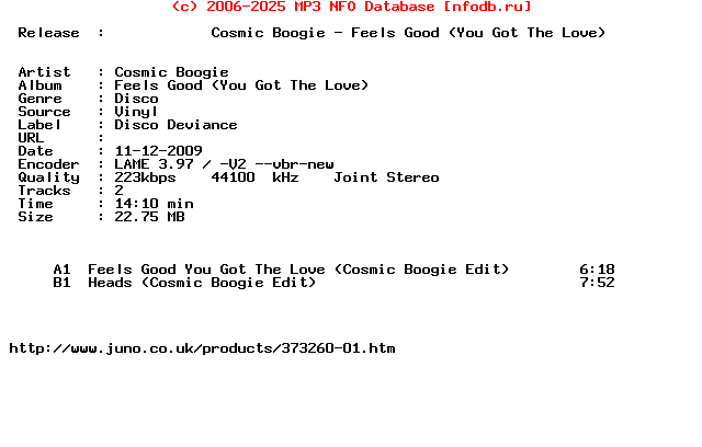 Cosmic_Boogie-Feels_Good_(YOU_GOT_THE_LOVE)-(DD011)-Vinyl-2009