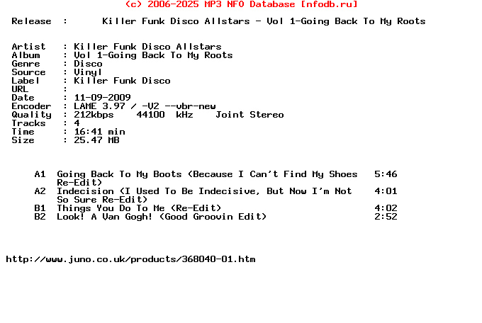Killer_Funk_Disco_Allstars-Vol_1-Going_Back_To_My_Roots-(KFD001)-Vinyl-2009