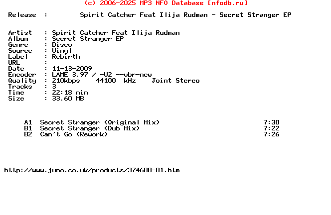 Spirit_Catcher_Feat_Ilija_Rudman-Secret_Stranger_Ep-(REB035)-Vinyl-2009