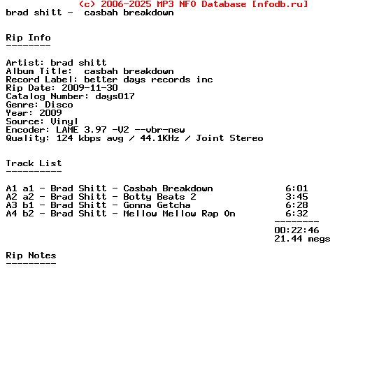 Brad_Shitt-Casbah_Breakdown-(DAYS017)Vinyl--2009