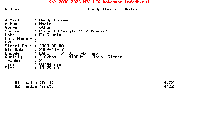 Daddy_Chinee-Nadia-Promo_CDS-2009