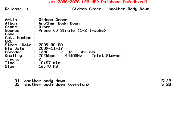 Gideon_Greer-Another_Body_Down-Promo_CDS-2009