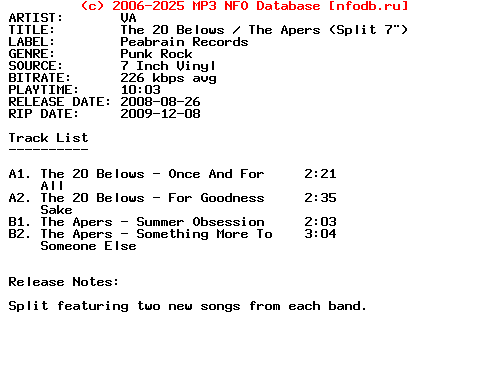 VA-The_20_Belows-The_Apers-Split-VLS-2008