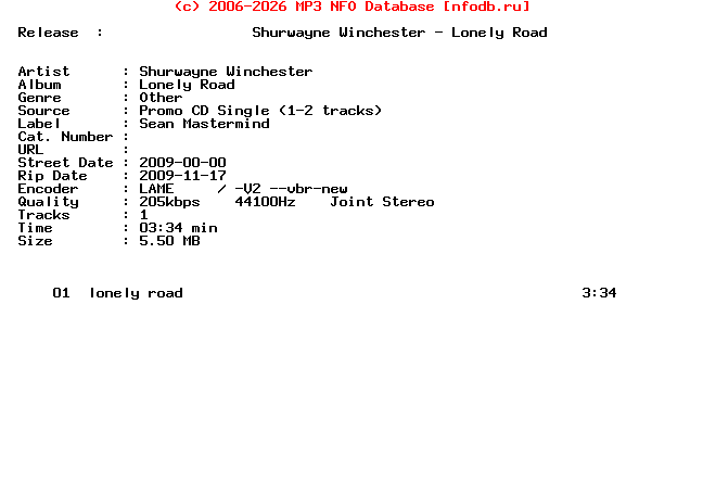 Shurwayne_Winchester-Lonely_Road-Promo_CDS-2009