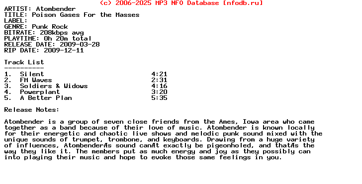 Atombender-Poison_Gases_For_The_Masses-(EP)-2009