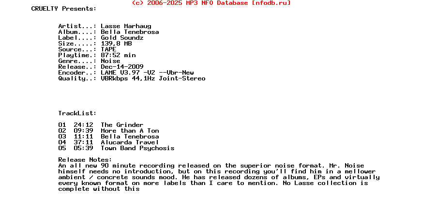 Lasse_Marhaug_-_Bella_Tenebrosa-Tape-2003-CRUELTY