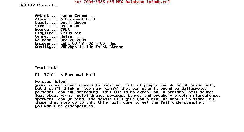 Jason_Crumer_-_A_Personal_Hell-Bonus_Cdr-2009-CRUELTY