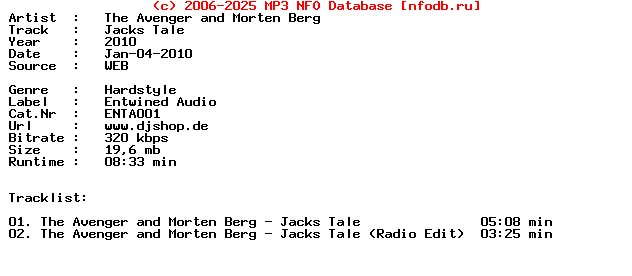 The_Avenger_And_Morten_Berg-Jacks_Tale-(ENTA001)-WEB-2010