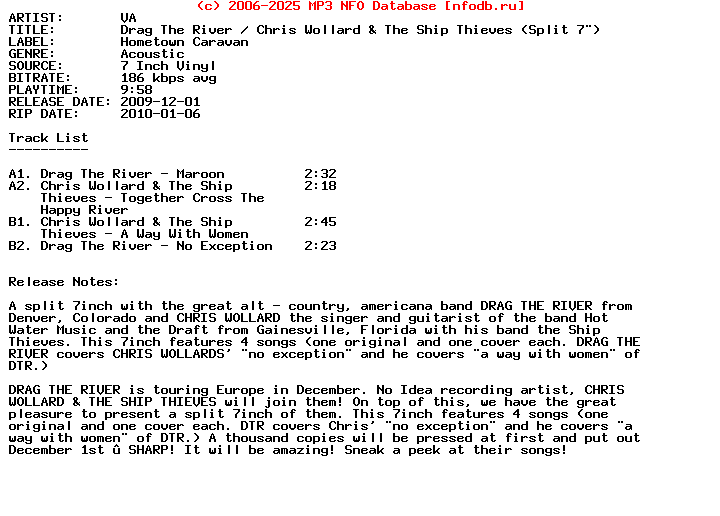 VA-Drag_The_River-Chris_Wollard_And_The_Ship_Thieves-Split-VLS-2009