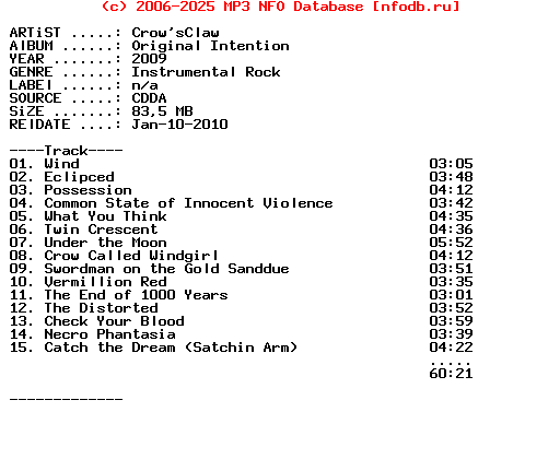 Crowsclaw-Original_Intention-(JAPAN_EDITION)-2009-NER