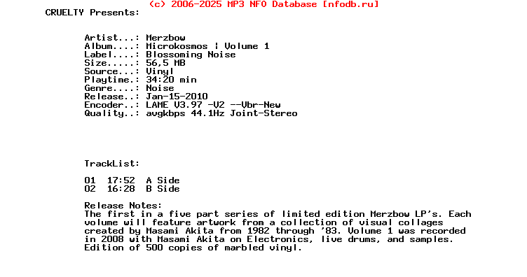 Merzbow_-_Microkosmos__Volume_1-Vinyl-2009-CRUELTY
