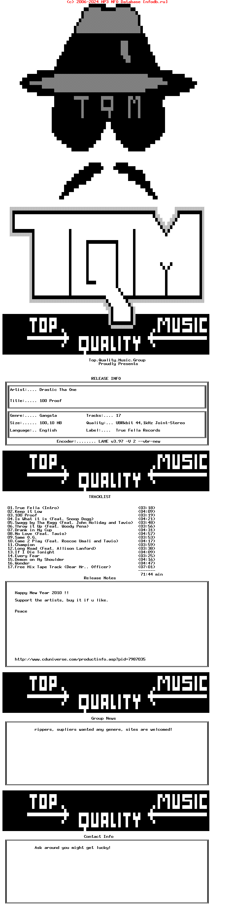 Drastic_Tha_One-100_Proof-2009