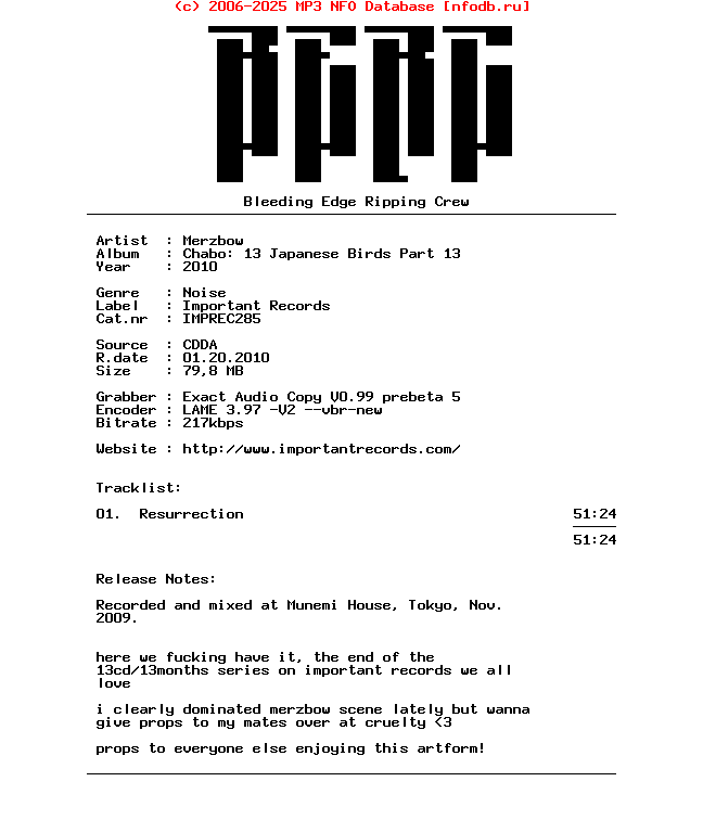 Merzbow-Chabo_13_Japanese_Birds_Part_13-2010-BERC