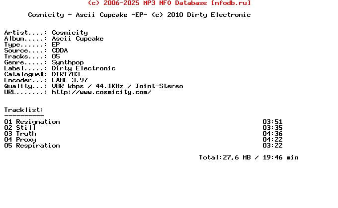 Cosmicity-Ascii_Cupcake-EP-2010