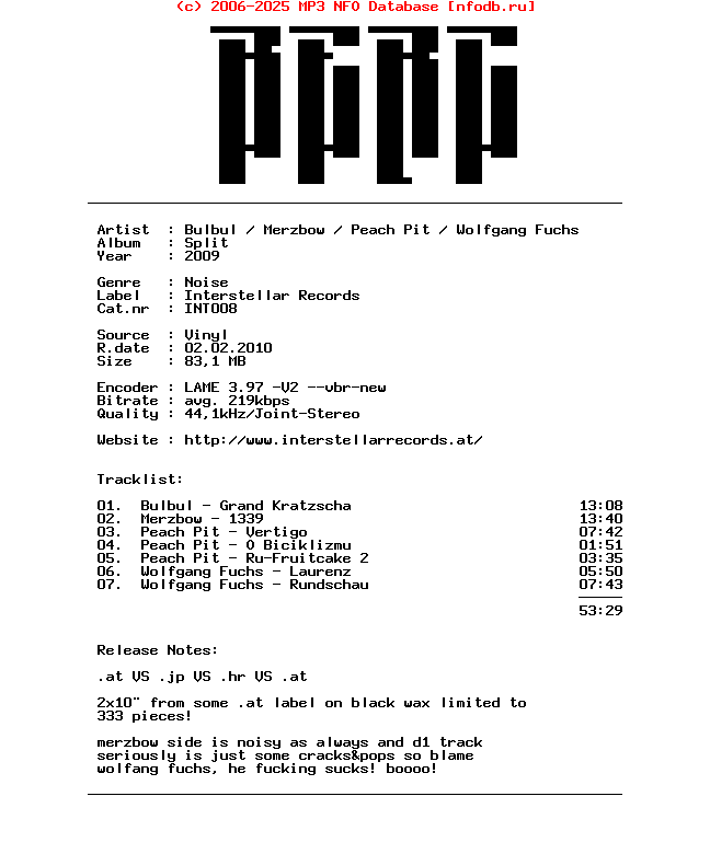 Bulbul-Merzbow-Peach_Pit-Wolfgang_Fuchs--Split-2Lp-2009-BERC