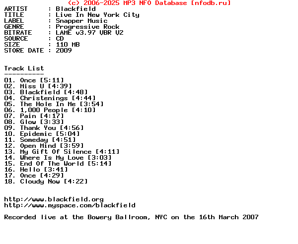 Blackfield-Live_In_New_York_City-2009