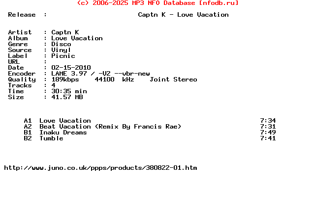 Captn_K-Love_Vacation-(PCN004)-Vinyl-2010