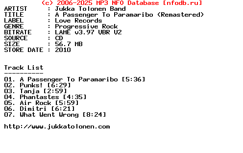 Jukka_Tolonen_Band-A_Passenger_To_Paramaribo-2010