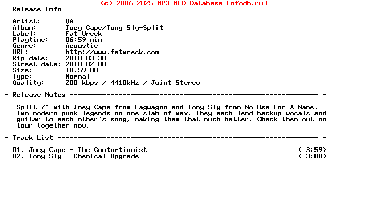 VA--Joey_Cape-Tony_Sly-Split-(7_INCH_VINYL)-2010