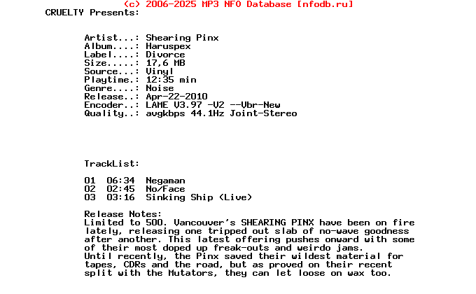 Shearing_Pinx_-_Haruspex-Vinyl-Divorce-2008-CRUELTY