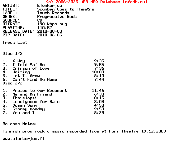 Elonkorjuu-Scumbag_Goes_To_Theatre-2CD-2010