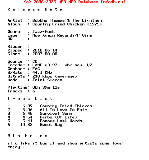 Bubbha_Thomas_And_The_Lightmen-Country_Fried_Chicken_(1975)-Reissue-2007