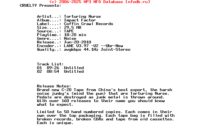 Torturing_Nurse_-_Impact_Factor-Tape-Coffin_Crawl_Records-2009-CRUELTY