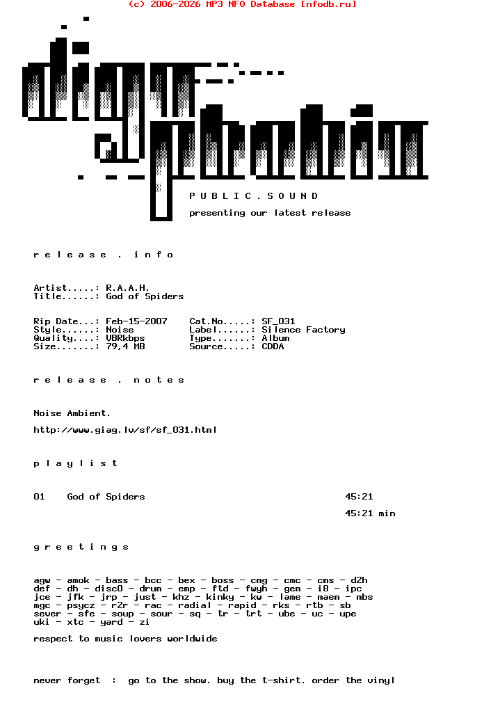 R.A.A.H.-God_Of_Spiders-CDR-2006-DPS