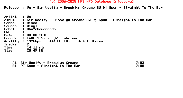 VA-Sir_Woolfy_-_Brooklyn_Creams_Bw_Dj_Spun_-_Straight_To_The_Bar-(WWD002)-Vinyl-2010