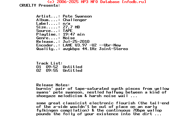 Pete_Swanson_-_Challenger-Tape-2010-CRUELTY