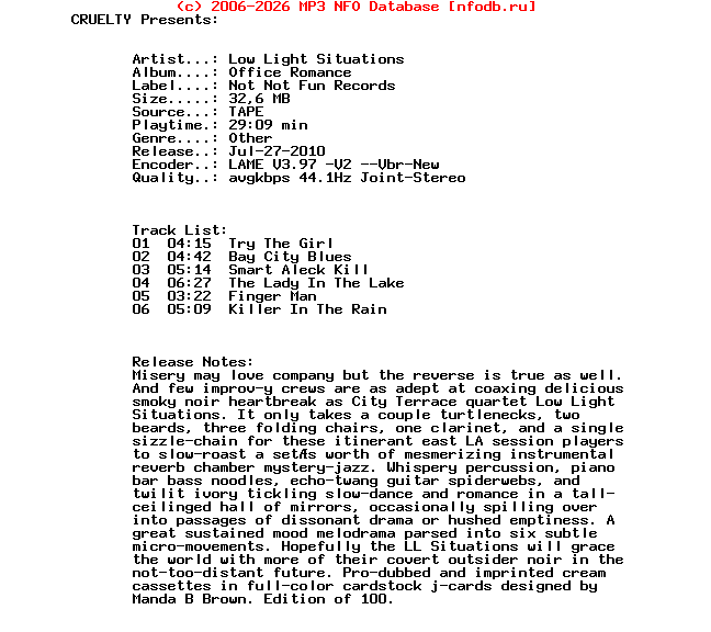 Low_Light_Situations_-_Office_Romance-Tape-Not_Not_Fun_Records-2010-CRUELTY