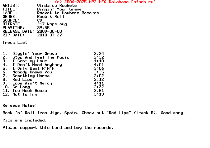Vindaloo_Rockets-Diggin_Your_Grave-2009