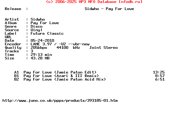 Sidwho-Pay_For_Love-(FCL43)-Vinyl-2010