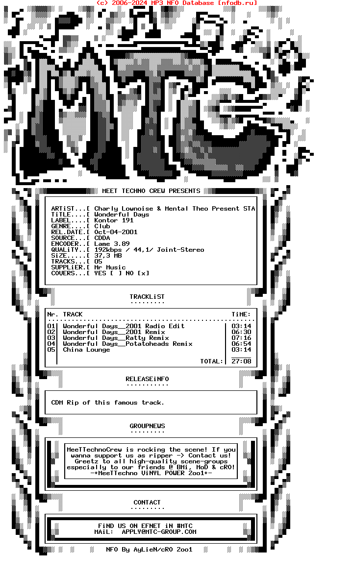 Charly_Lownoise_And_Mental_Theo_Present_Starsplash-Wonderful_Days-CDM-2001-Mtc-Mr_Music